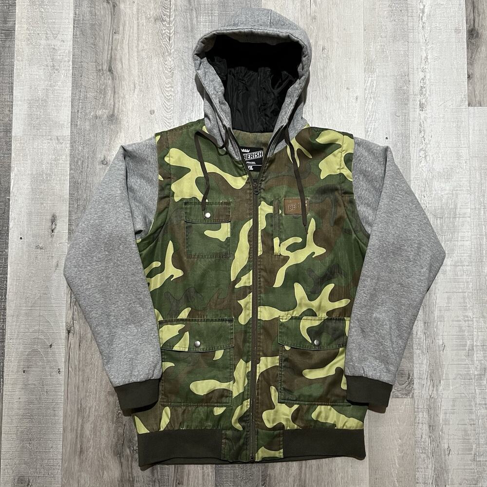 Jiberish Camo Full Zip Jacket Two Tone Camo/Grey Snowboarding Ski Men's XL